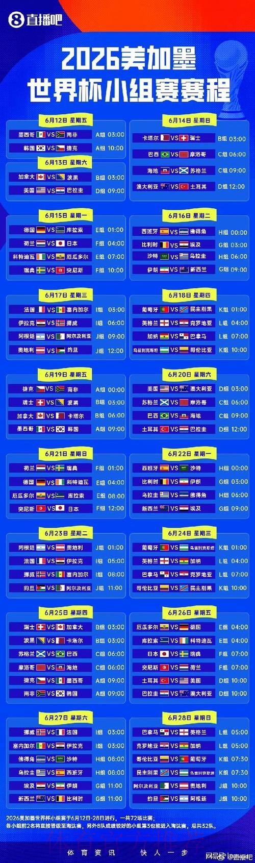 2026世界杯小组赛赛程今日实时赛程怎么看