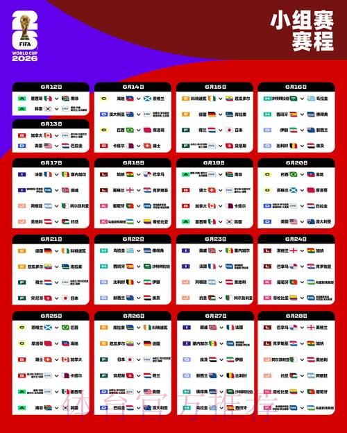 2026世界杯小组赛赛程今日实时赛程怎么看